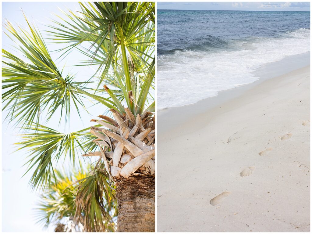 beach with foot prints in the sand