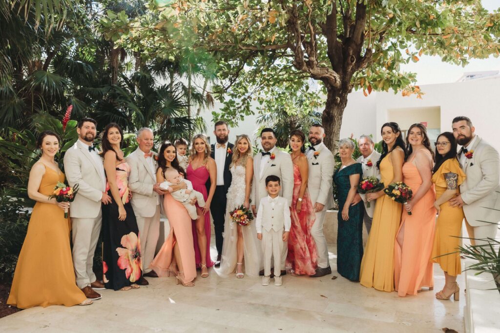 Mallory and James beach destination wedding ceremony photo Hyatt Ziva Cancun
