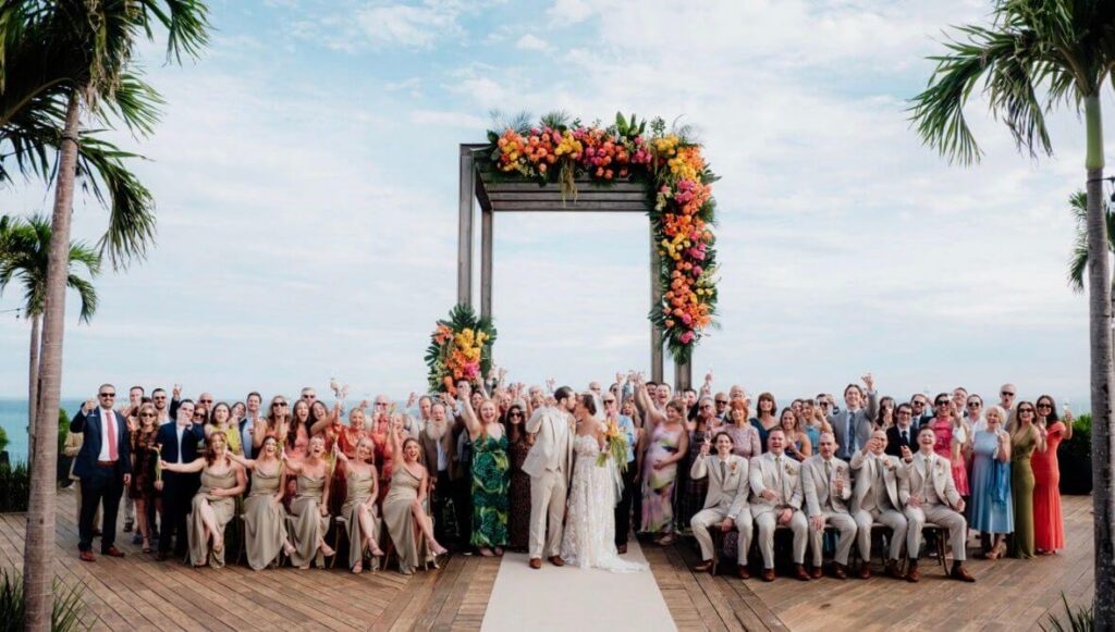 Maura and Wally's destination wedding guests celebrating at Secrets Moxché